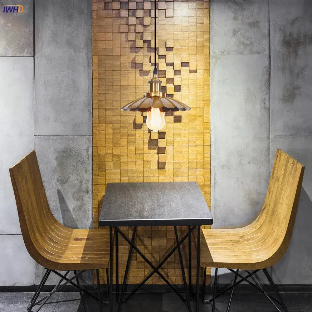 Gold Petal Pendant Light with Edison Bulb