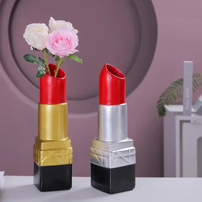Gold Lipstick Resin Vase