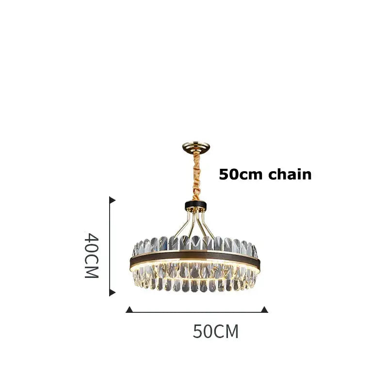 Gold Crystal Dining Chandelier 2-Layer Dimmable