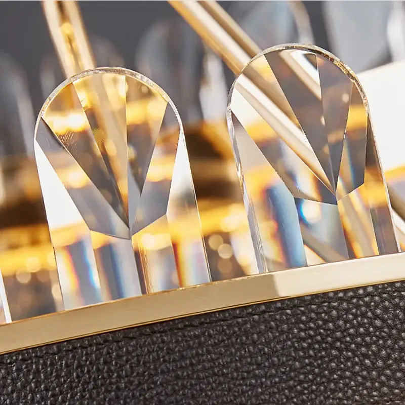 Gold Crystal Dining Chandelier 2-Layer Dimmable