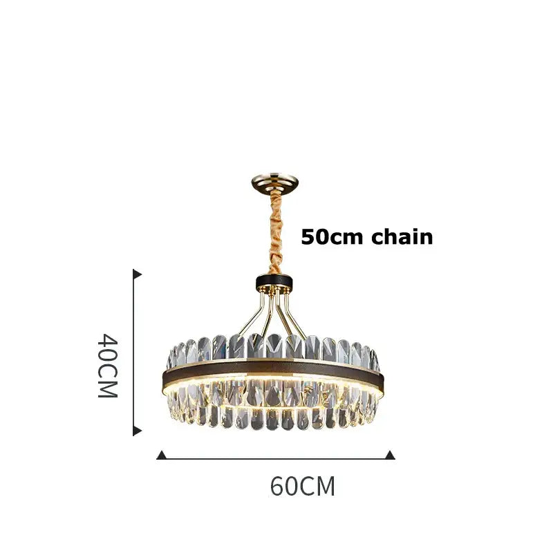 Gold Crystal Dining Chandelier 2-Layer Dimmable