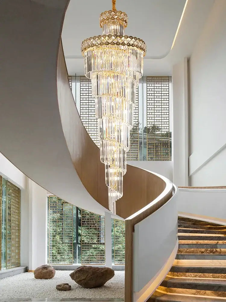 Gold Crystal Living Chandelier with LED Lighting