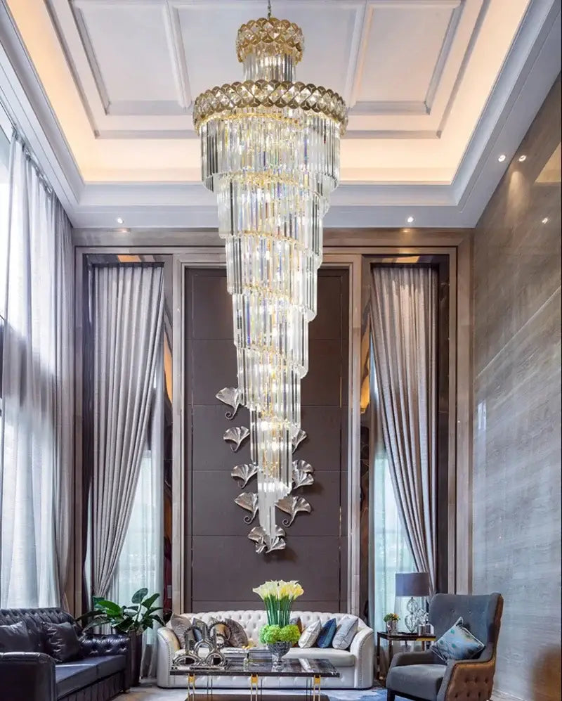 Gold Crystal Living Chandelier with LED Lighting