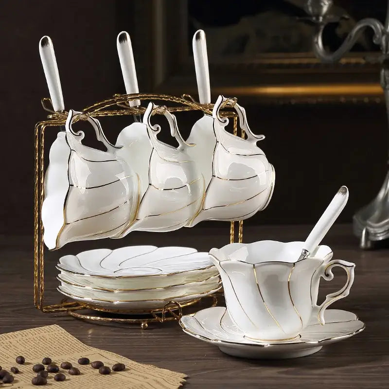 Gold Wave Porcelain Tea Set