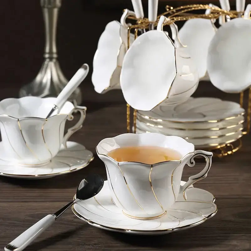 Gold Wave Porcelain Tea Set