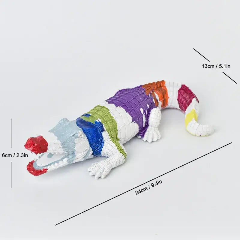 Rainbow Crocodile Resin Sculpture
