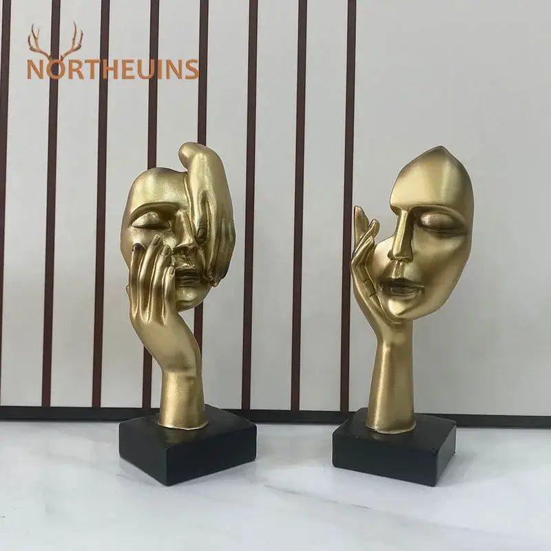 Golden Abstract Mask Statue