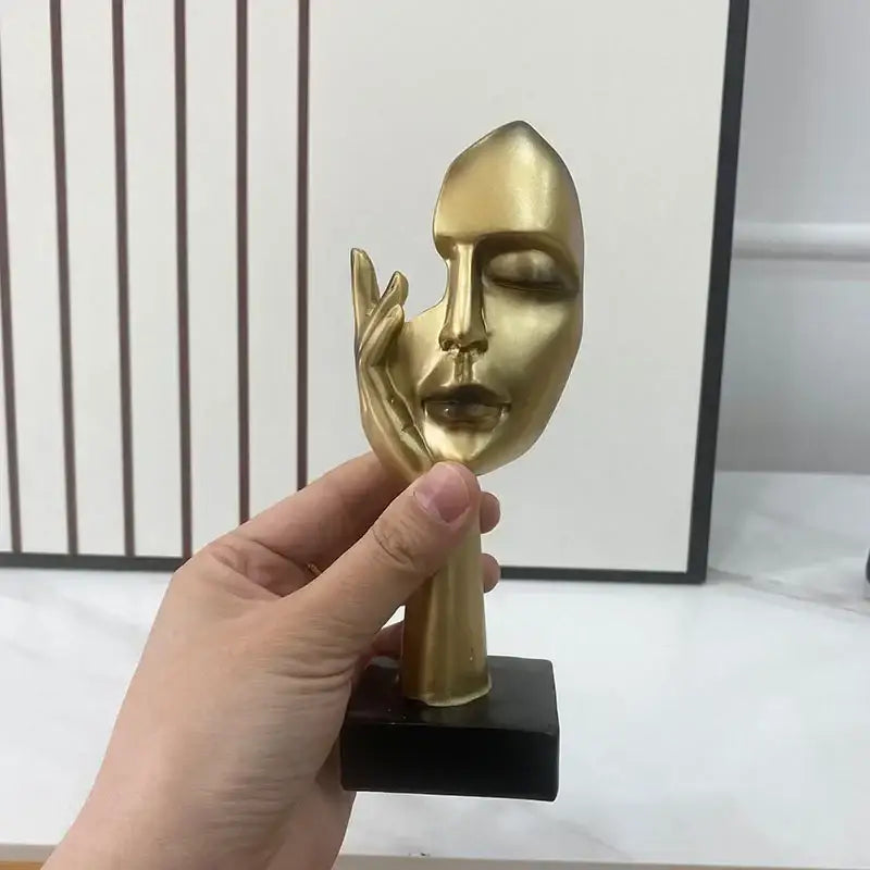 Golden Abstract Mask Statue