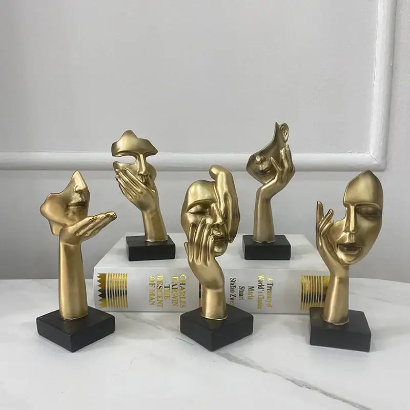 Golden Abstract Mask Statue