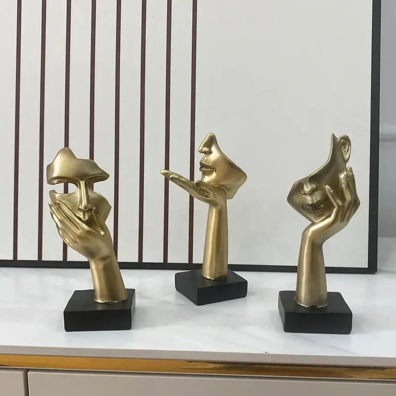 Golden Abstract Mask Statue