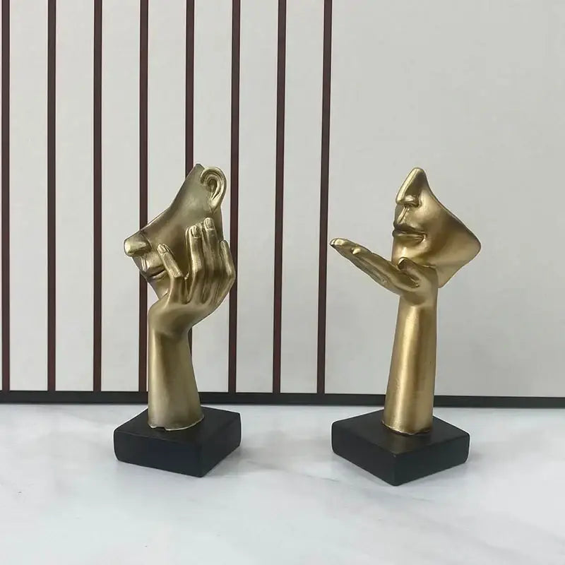 Golden Abstract Mask Statue