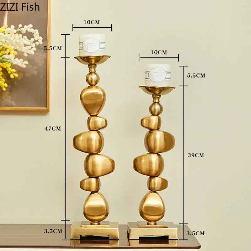 Gold Stone Candle Holder
