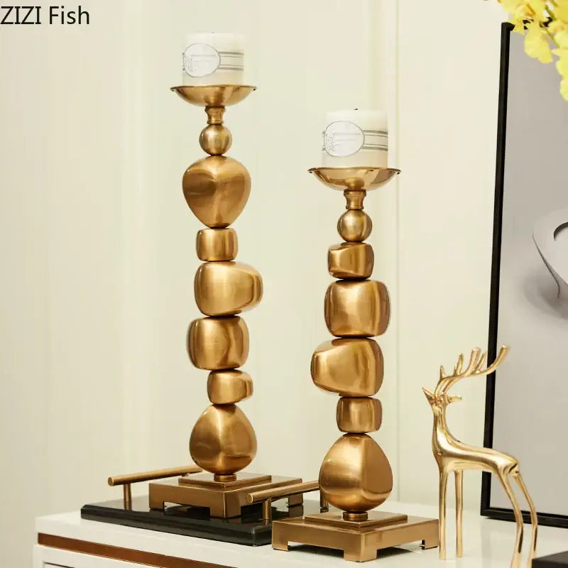 Gold Stone Candle Holder