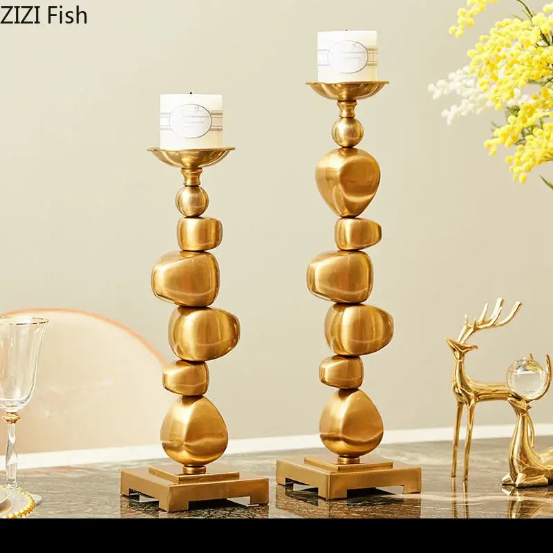 Gold Stone Candle Holder