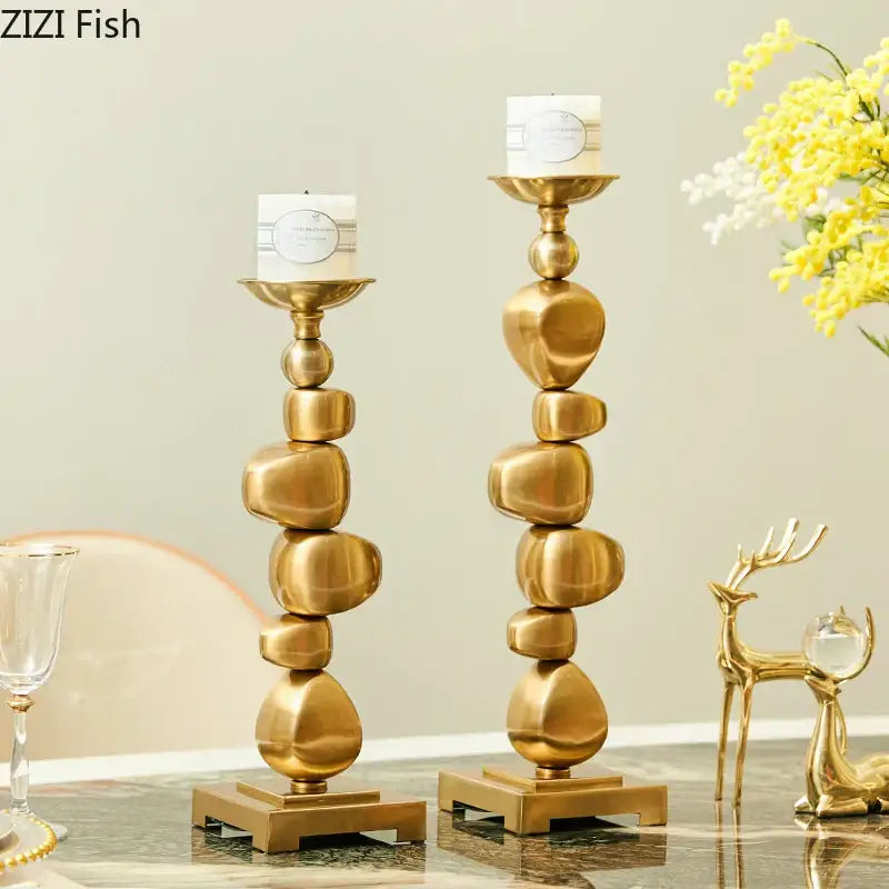 Gold Stone Candle Holder