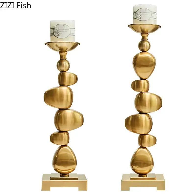 Gold Stone Candle Holder