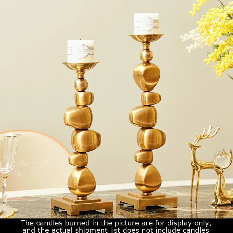 Gold Stone Candle Holder