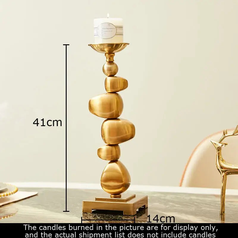 Gold Stone Candle Holder