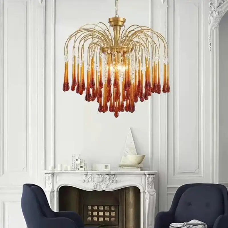 Amber Crystal Drop Chandelier