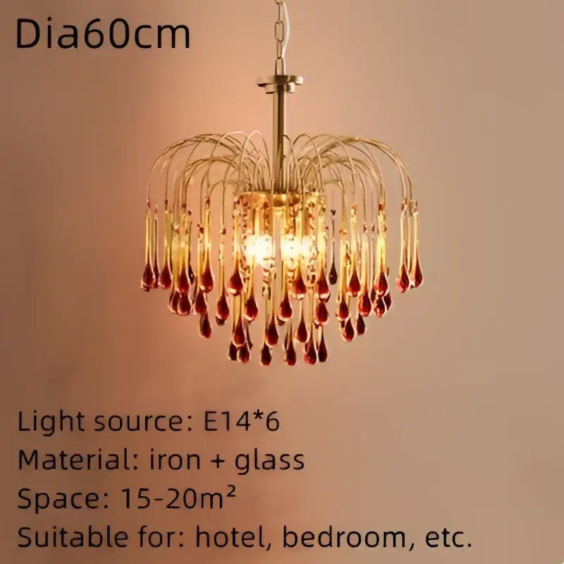 Amber Crystal Drop Chandelier