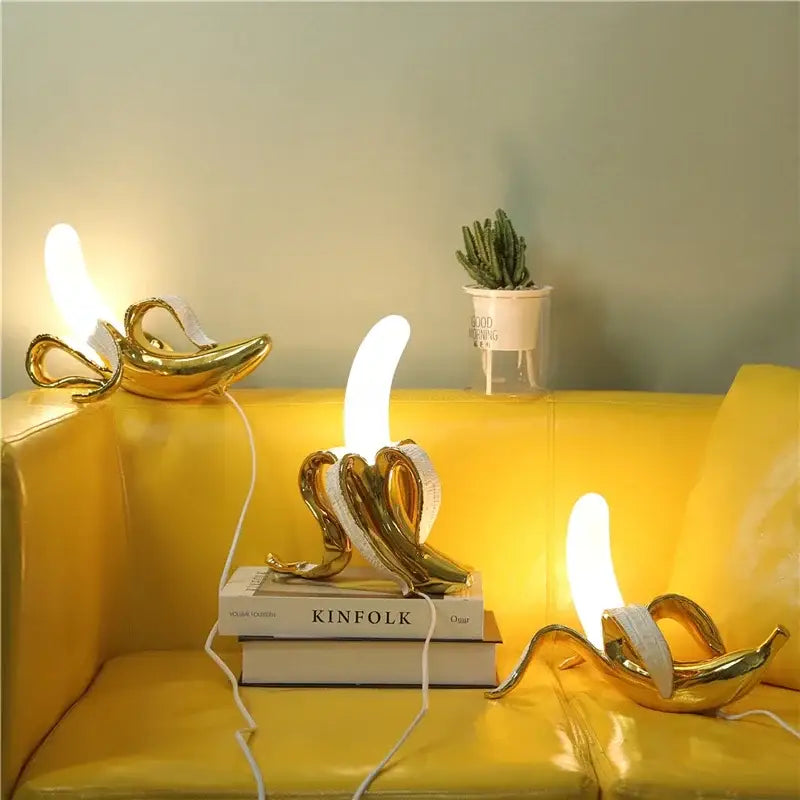 Gold Banana Glass Lamp