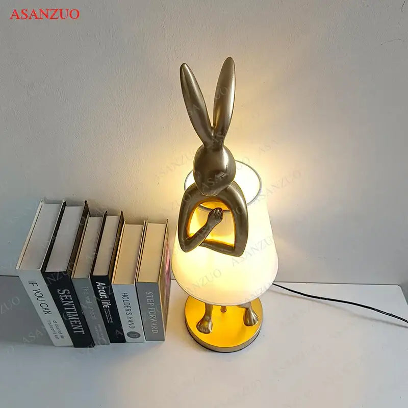 Gold Rabbit Resin Lamp