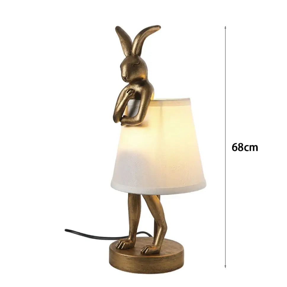 Gold Rabbit Resin Lamp Large or Small