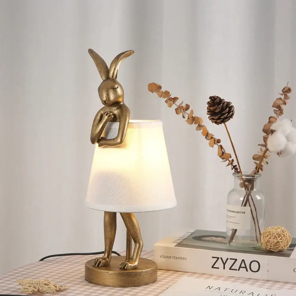 Gold Rabbit Resin Lamp Large or Small