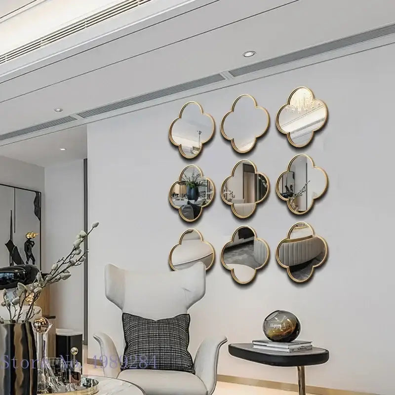 Gold Geometric Mirror Set