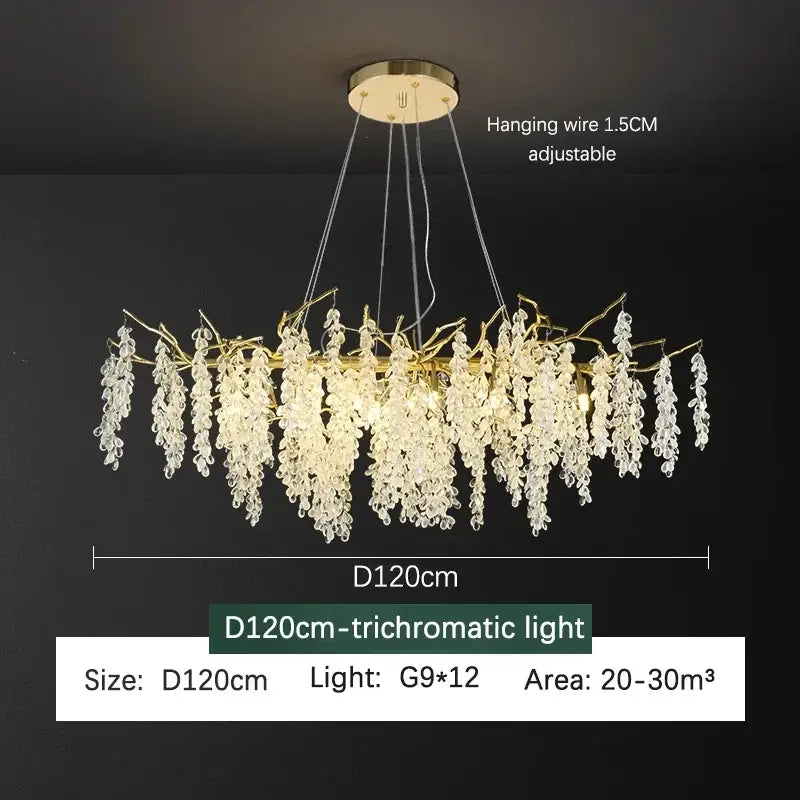 Gold Grapevine Crystal Chandelier