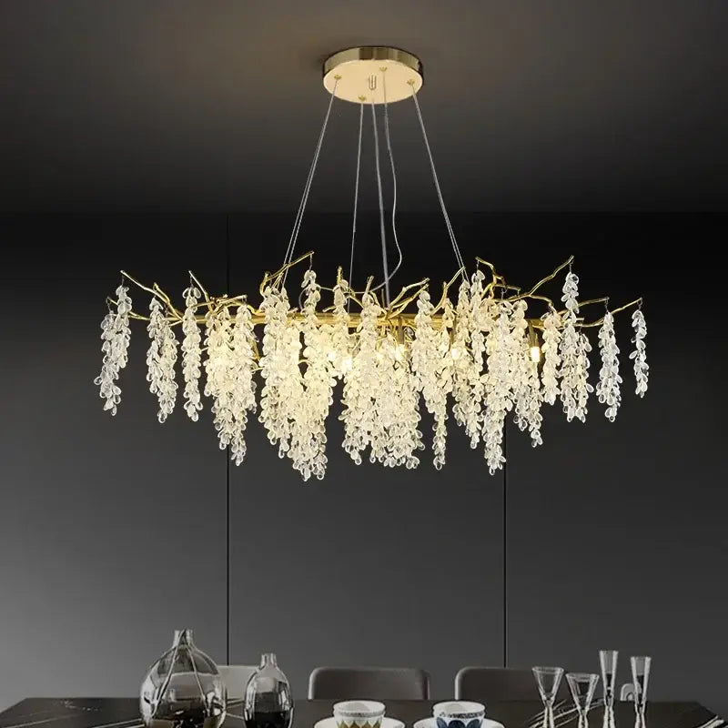 Gold Grapevine Crystal Chandelier