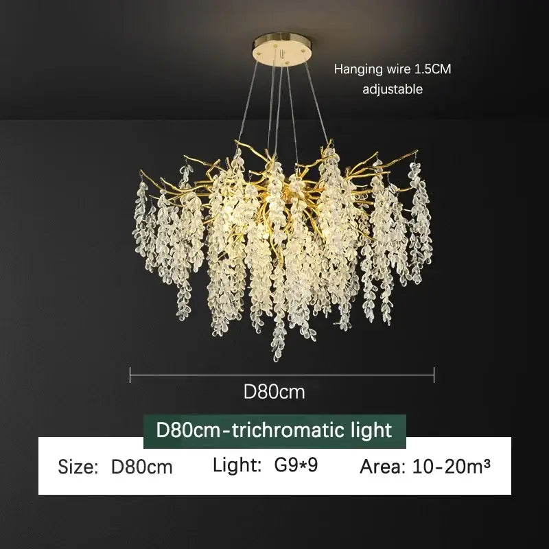 Gold Grapevine Crystal Chandelier