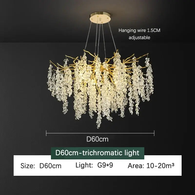 Gold Grapevine Crystal Chandelier