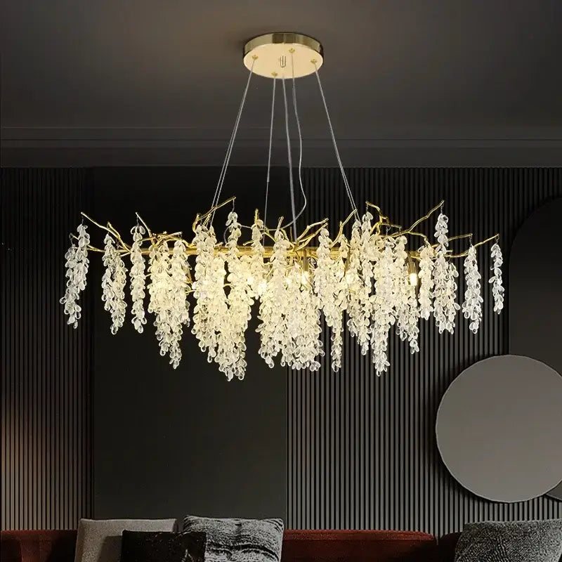 Gold Grapevine Crystal Chandelier