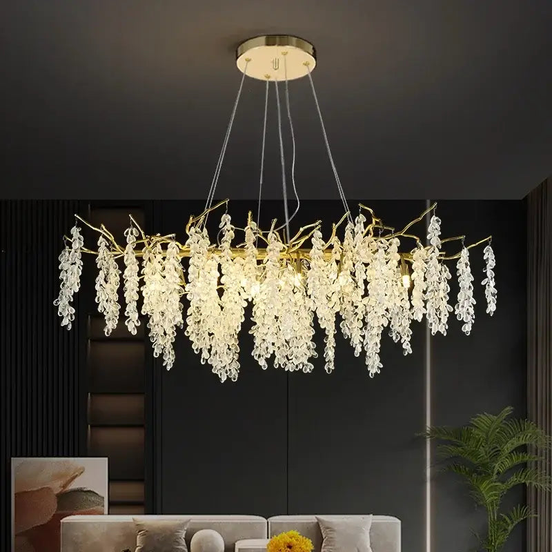 Gold Grapevine Crystal Chandelier