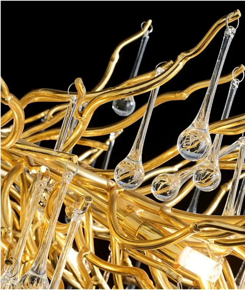 Gold Branch Crystal Chandelier for Hotel Lobbies