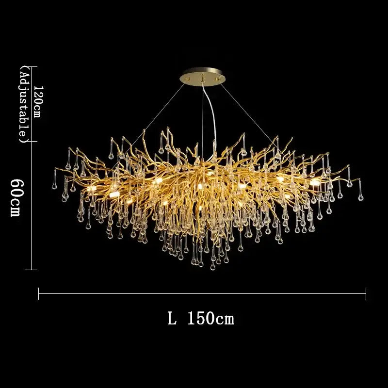 Gold Branch Crystal Chandelier for Hotel Lobbies