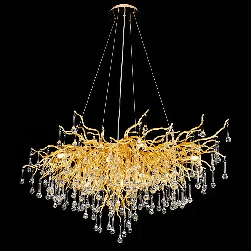 Gold Branch Crystal Chandelier for Hotel Lobbies