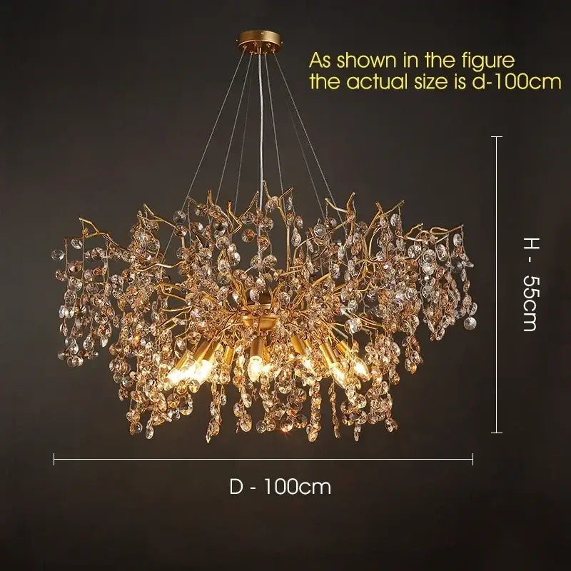 Gold Branch LED 100cm Chandelier