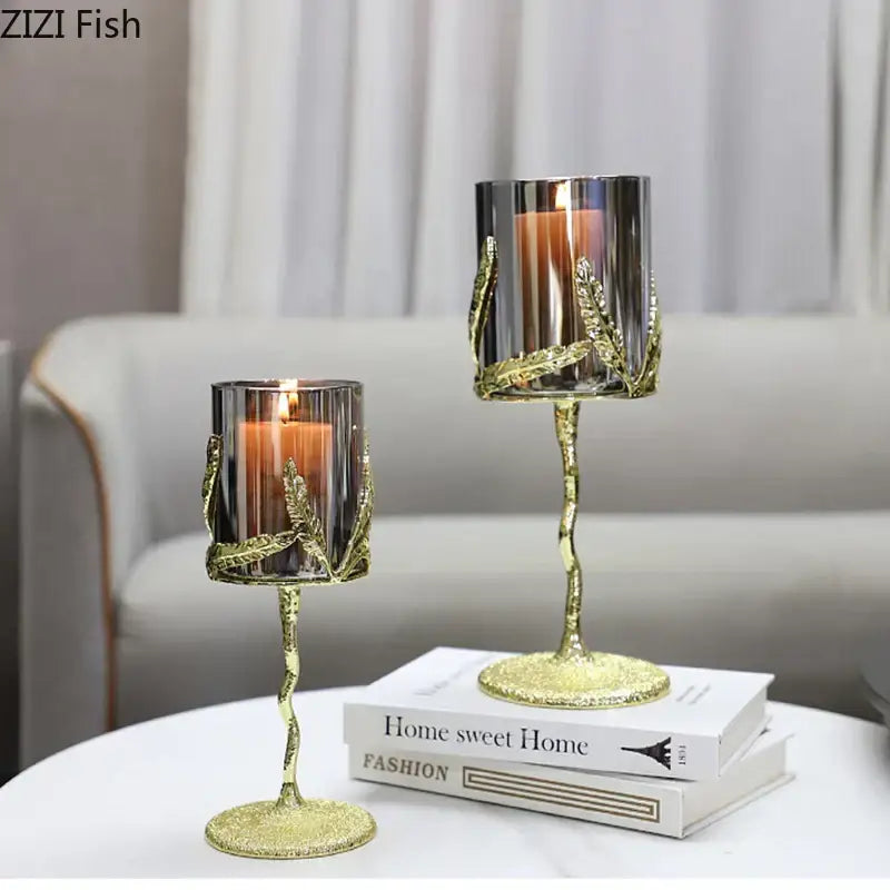 Gold Leaf Candle Holders
