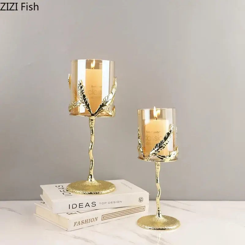 Gold Leaf Candle Holders