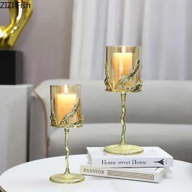 Gold Leaf Candle Holders