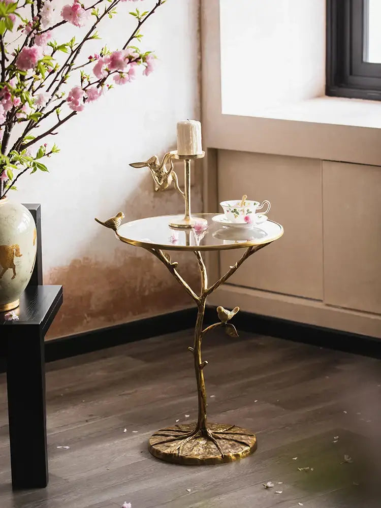 Brass Bird Tree Table