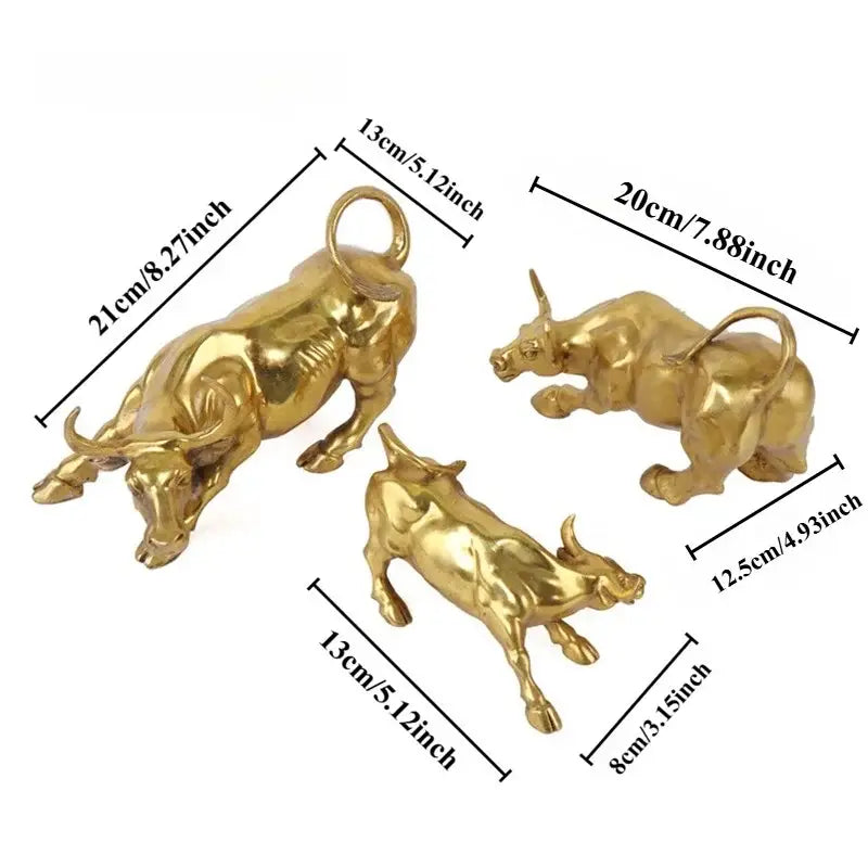 Brass Bull Figurine Sculpture