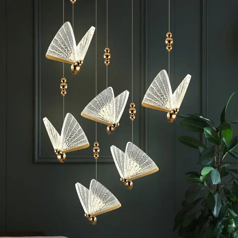 Gold Butterfly LED Chandelier French Gold Finish