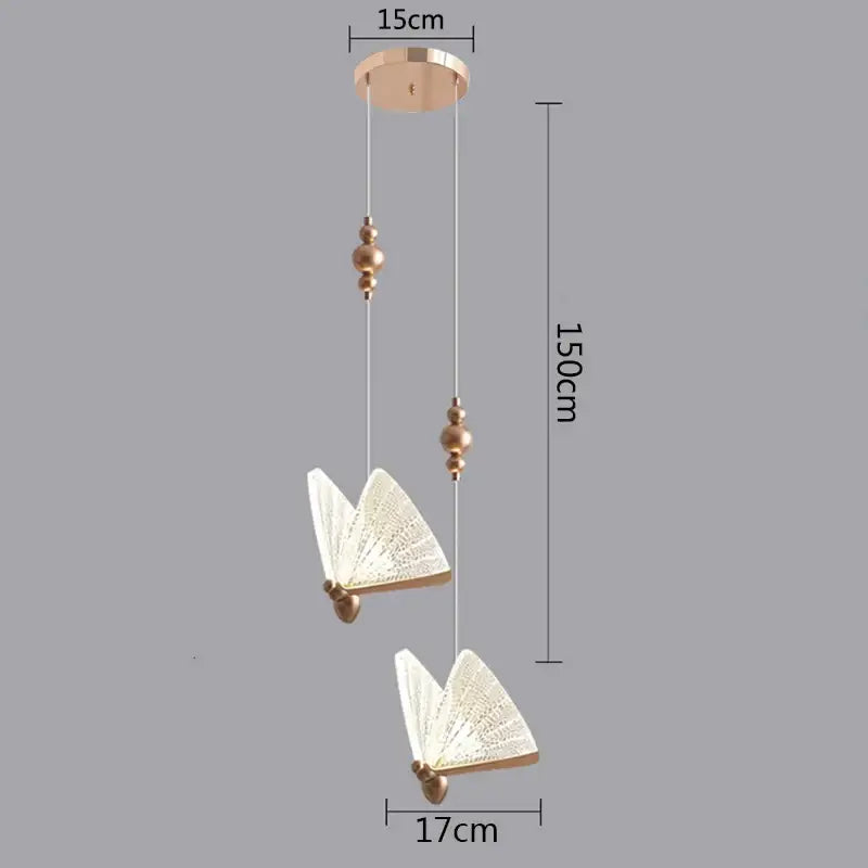 Gold Butterfly LED Chandelier French Gold Finish
