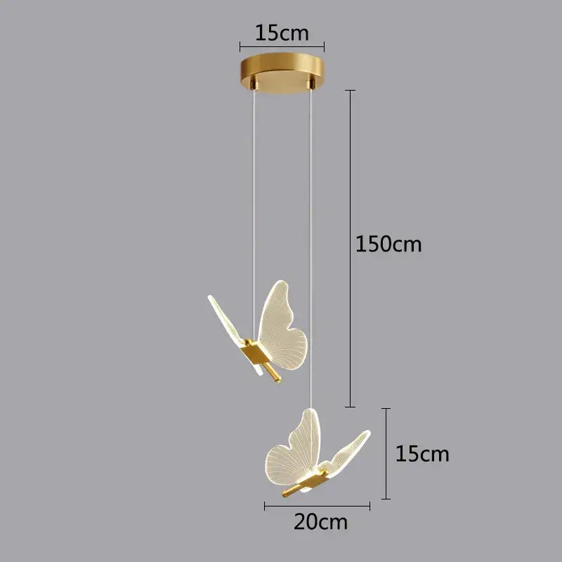 Gold Butterfly LED Chandelier French Gold Finish