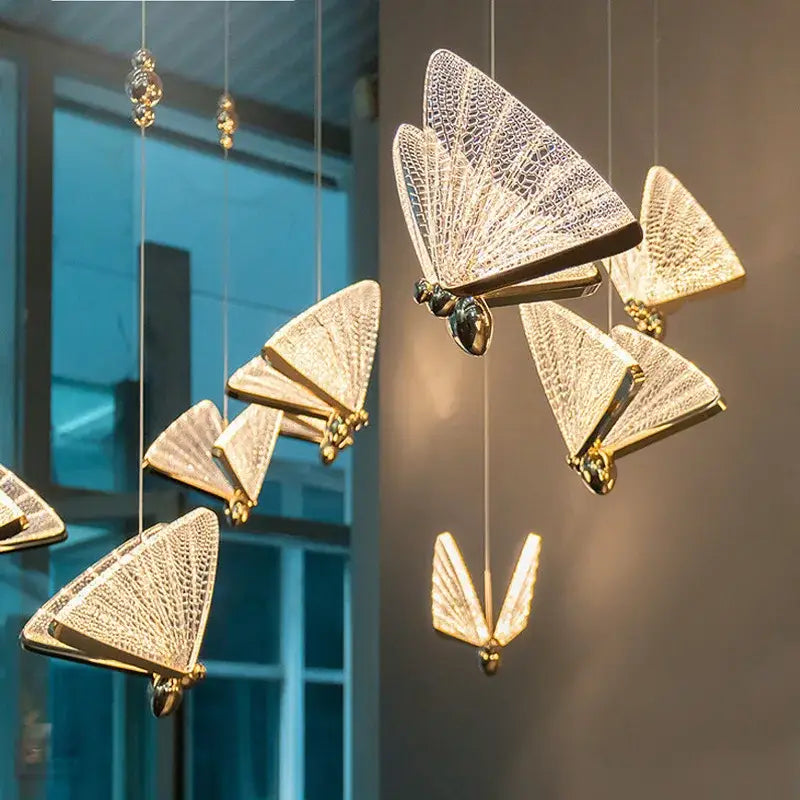 Gold Butterfly LED Chandelier French Gold Finish