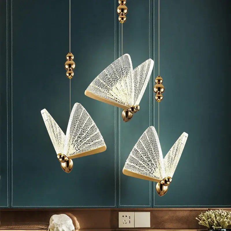Gold Butterfly LED Chandelier French Gold Finish