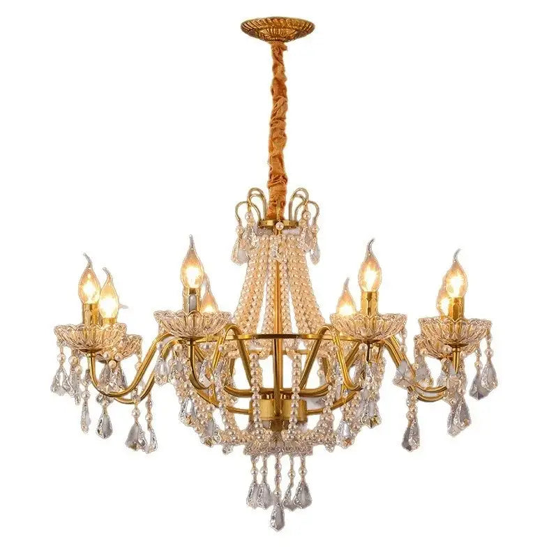 Gold Crystal LED Chandelier For Villa Staircases
